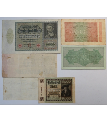 Niemcy, zestaw 6 banknotów 1922-1923