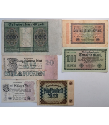 Niemcy, zestaw 6 banknotów 1922-1923