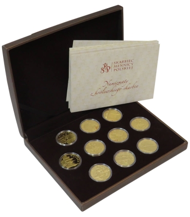 Zestaw 10 numizmatów Zamki i Pałace w etui, certyfikaty