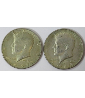 Lot: USA 1/2 dolara half dollar Kennedy 1967 + 1968, stan 2