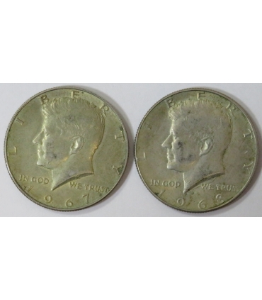 Lot: USA 1/2 dolara half dollar Kennedy 1967 + 1968, stan 2