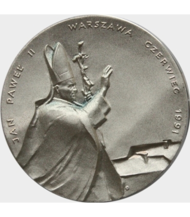 Medal Jan Paweł II, Warszawa czerwiec 1991, srebro Ag999, etui