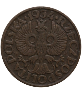 2 grosze 1934, stan 2/2+, piękny detal