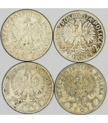 LOT 4 x 2 złote głowa kobiety 1932, 1933, 1934