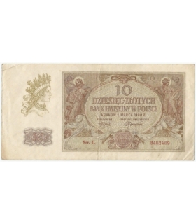 10 złotych 1940, stan 3-/4+, losowa seria i numeracja