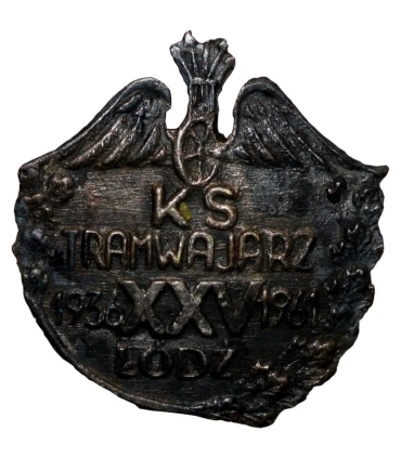 Odznaka 25-lecia KS Tramwajarz Łódź (1936–1961), wersja z nakrętką