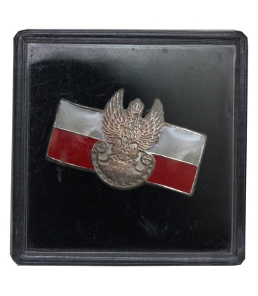 Patriotyczna przypinka, Pin z orłem wojskowym na tle flagi RP, Po Generale