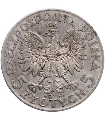 5 złotych głowa kobiety 1933, stan 3-