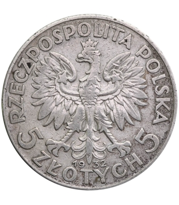 5 złotych głowa kobiety 1932, stan 3