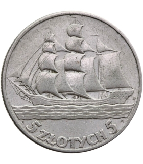 5 zł Żaglowiec 1936, stan 3