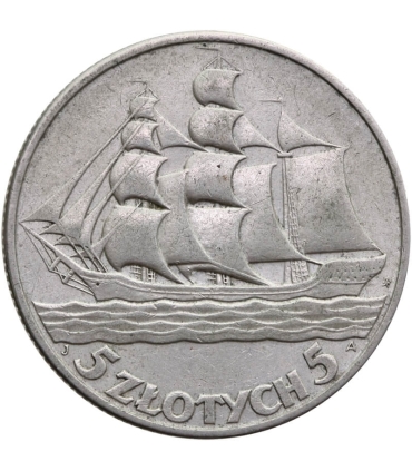 5 zł Żaglowiec 1936, stan 3