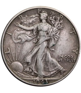 USA 1/2 dolara half dollar Idąca wolność, Walking Liberty, 1943, srebro Ag 900