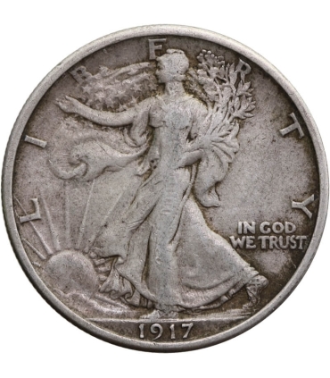 USA 1/2 dolara 1917 Half dollar - Idąca Wolność, st. 3, srebro Ag900