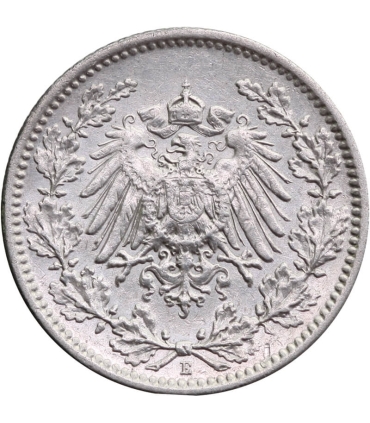 1/2 marki, Cesarstwo Niemieckie, 1905 E, stan 3