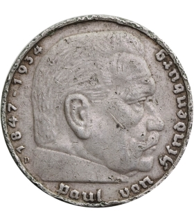 5 marek, Hindenburg, 1936, D, stan 3-