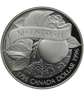 Kanada 1 dolar, 1996 Jabłko McIntosh Srebro 0.925