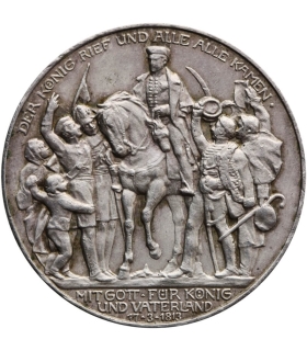 NIEMCY - PRUSY - 3 MARKI 1913 - Bitwa pod Lipskiem, srebro