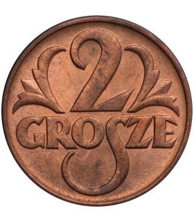 2 grosze 1939, stan 1/1-, piękny detal