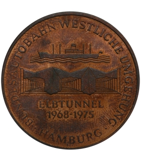 Medal Pamiątkowy 1975 – Budowa Tunelu pod Łabą (Elbtunnel) – Hamburg, RFN