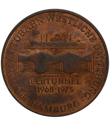 Medal Pamiątkowy 1975 – Budowa Tunelu pod Łabą (Elbtunnel) – Hamburg, RFN