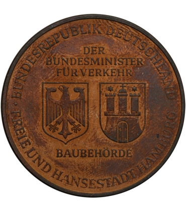Medal Pamiątkowy 1975 – Budowa Tunelu pod Łabą (Elbtunnel) – Hamburg, RFN