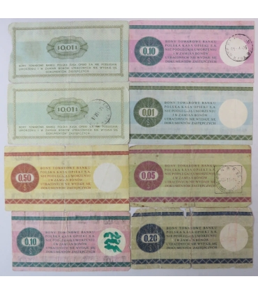 Lot: Zestaw 5 bonów towarowych PEWEX, 1969/1979 stan 3-