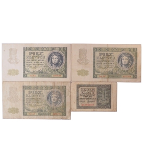 Banknot 5 złotych 1941 stan 3-, Ser. AE