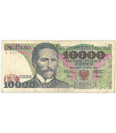 10000 zł Stanisław Wyspiański 1987, seria A, stan 3