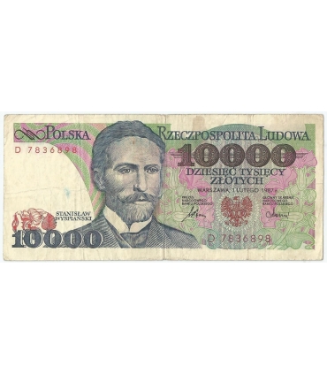 10000 zł Stanisław Wyspiański 1987, seria D, stan 3