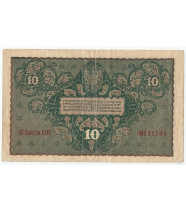 10 marek polskich, rok 1919, stan 3/3-, II Seria CD