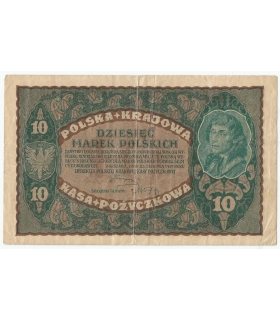 10 marek polskich, rok 1919, stan 3/3-, II Seria CD