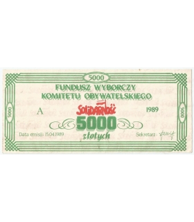 Cegiełka 5000 zł Fundusz Wyborczy Komitetu Obywatelskiego Solidarność