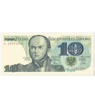 10 zł, Józef Bem, 1982, stan 1, seria A