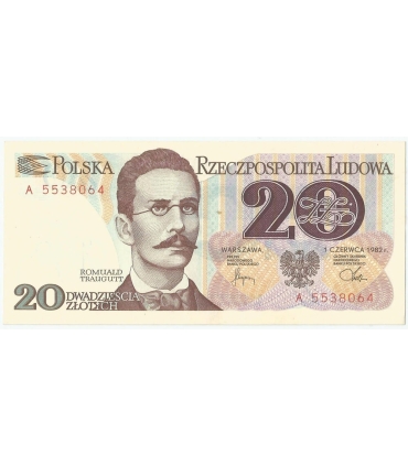 20 zł, Romuald Traugutt, 1982, seria A, 1-/2+