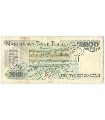 5000 zł Fryderyk Chopin,1982, seria AE, stan 3