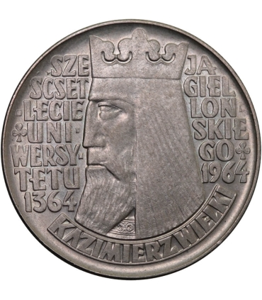 10 złotych, 1964 Kazimierz Wielki, napis wypukły mennicza