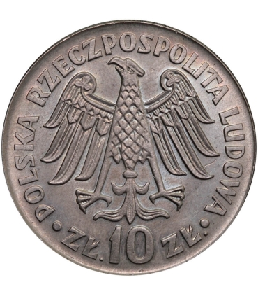 10 złotych, 1964 Kazimierz Wielki, napis wypukły mennicza