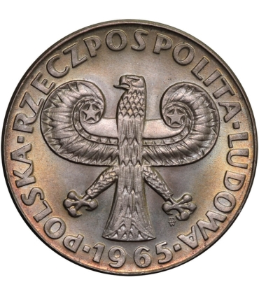 10 złotych Duża kolumna, 1965, stan 1-
