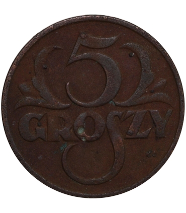 Lot: 5 x 5 groszy: 1925, 1928, 1931, 1935, 1936