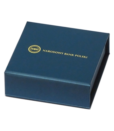 Oryginalne granatowe etui NBP na pojedynczą monetę 50 zł w kapslu + oryginalny kapsel