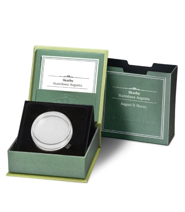 Oryginalne etui NBP na monetę 50 zł Skarby Stanisława Augusta August II Mocny + kapsel + certyfikat