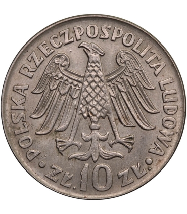 10 złotych, 1964 Kazimierz Wielki, napis wypukły mennicza