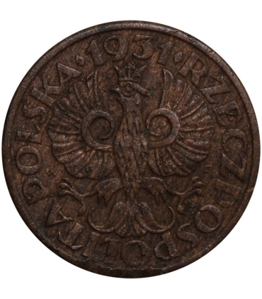 1 grosz 1931 rok, stan 2-, rzadki rocznik