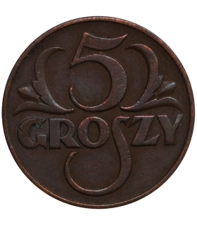 5 groszy 1937 rok, stan 2+