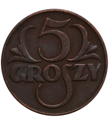 5 groszy 1937 rok, stan 2+