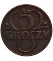 5 groszy 1937 rok, stan 2+