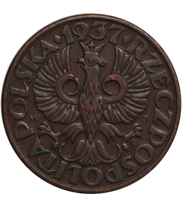 5 groszy 1937 rok, stan 2+