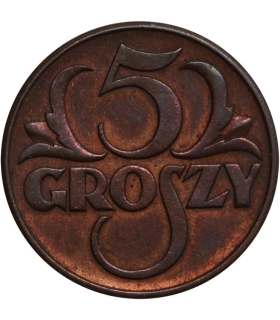 5 groszy 1938 rok, stan 2+