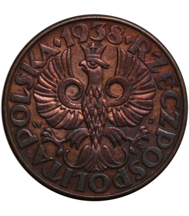 5 groszy 1938 rok, stan 2+