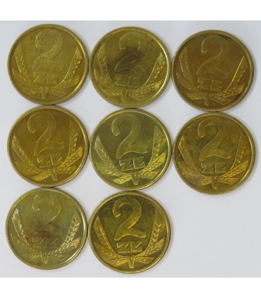 Lot 8x2 złote, 1987, 1-